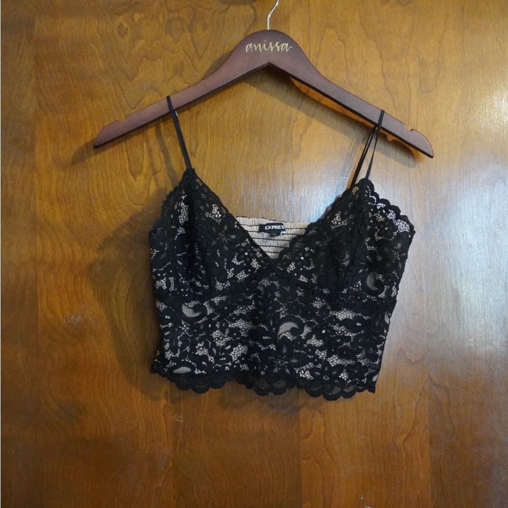Express Black Lace Crop Top